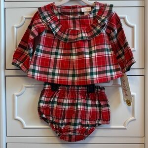 NWT Cat & Jack Baby Girl 2 Piece Festive Plaid Set - Size 0-3 Months